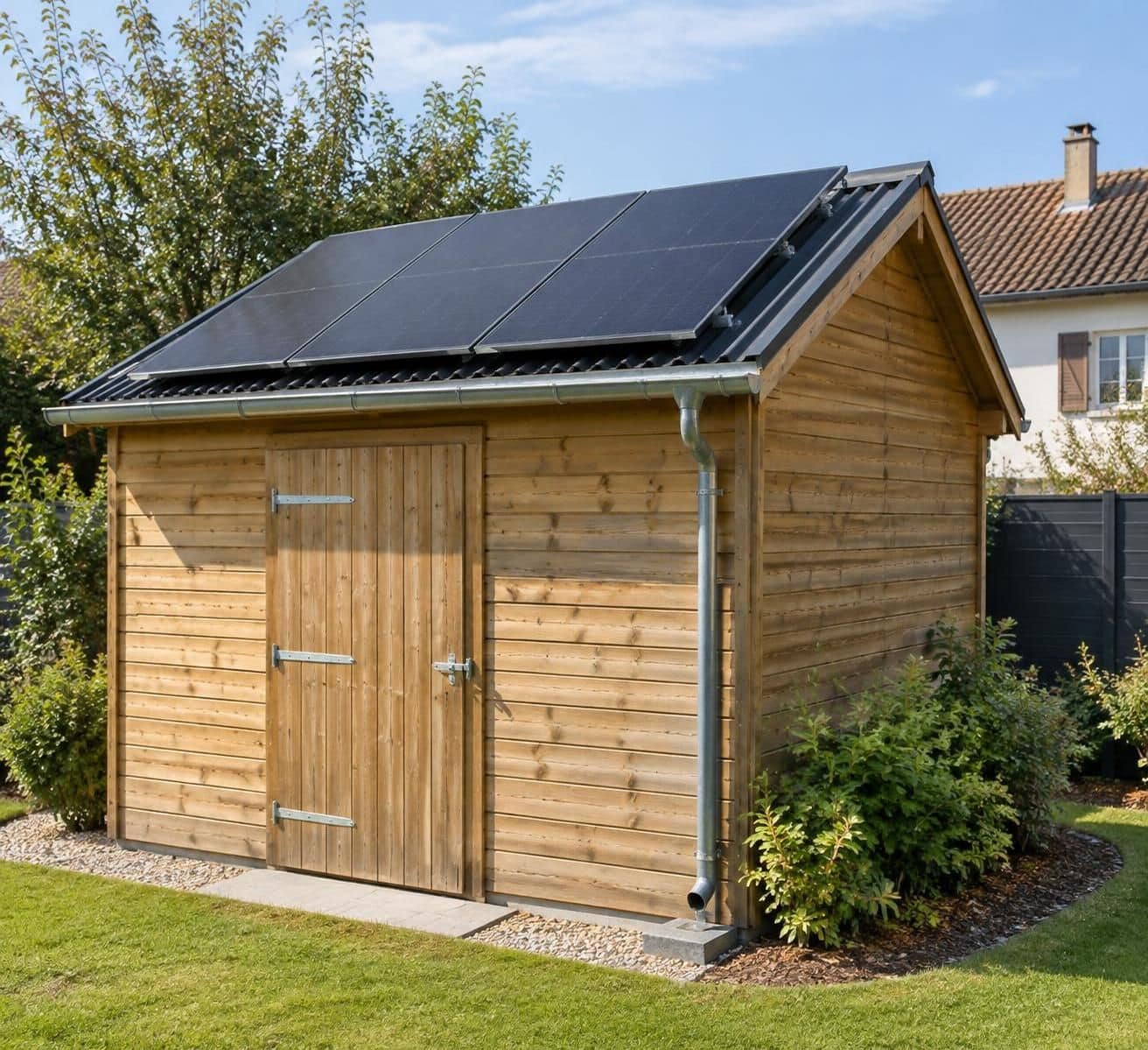 d&eacute;couvrez les garanties &agrave; v&eacute;rifier dans votre assurance habitation pour couvrir des panneaux solaires install&eacute;s sur un abri de jardin.